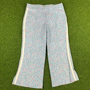 Vintage Simply Basic Girls Blue Dainty Floral Elastic Waist Wide Leg Pants 7/8